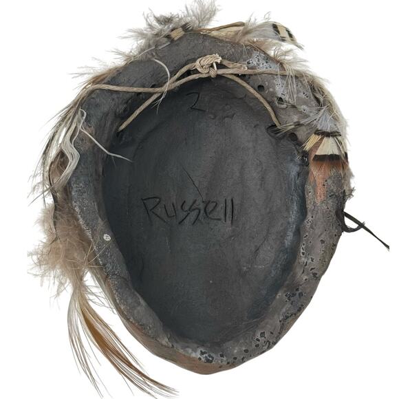 Handmade TerraCotta Clay Mask, Carved Cultural Hanging Decor - Picture 2 of 5